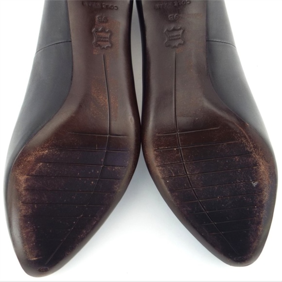 Cole Haan Black Leather Almond Toe Classic Pumps 9 - Picture 8 of 8